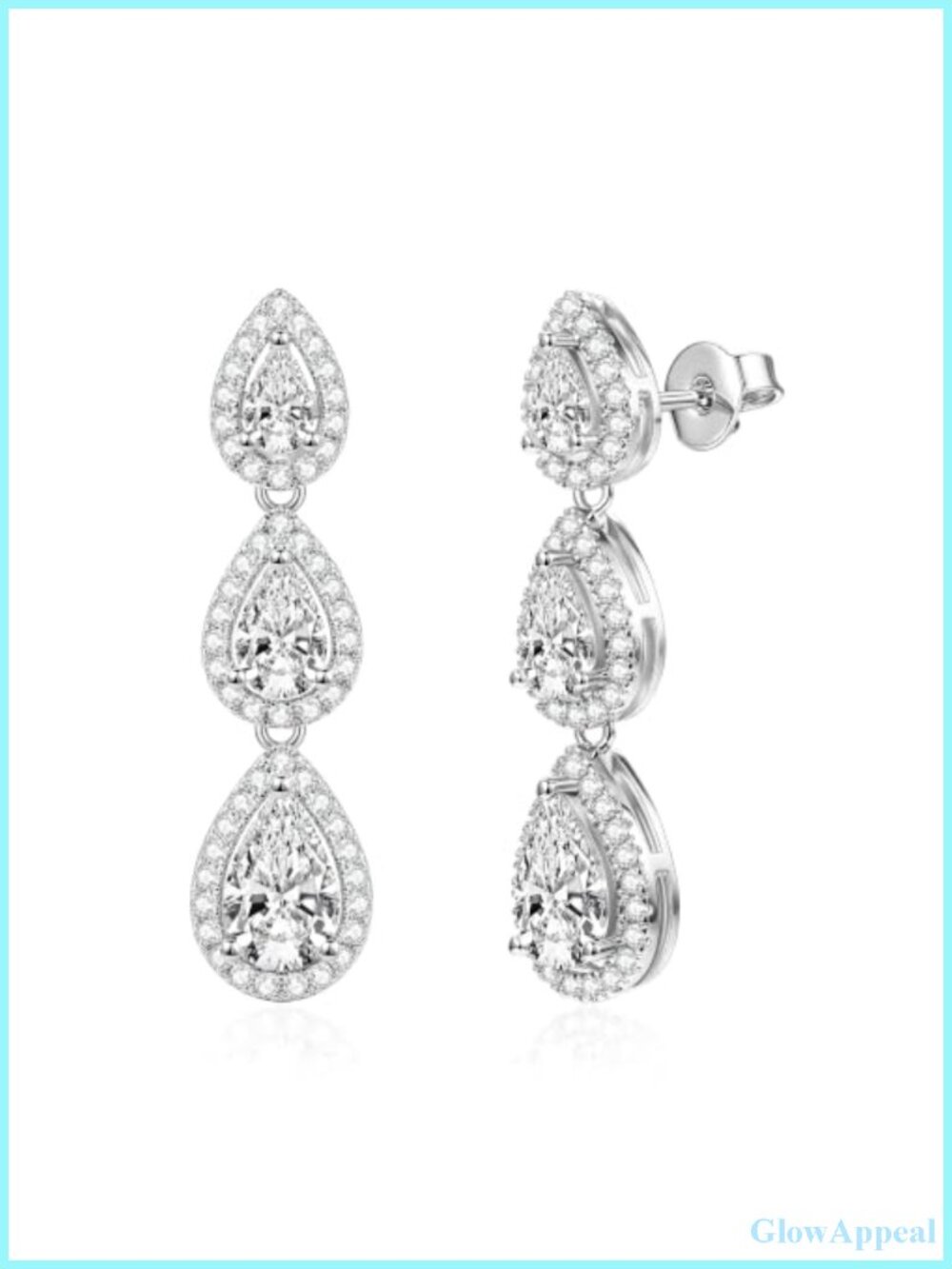 14K Gold Filled Pear Dangle Drop Earrings for Women Moissanite